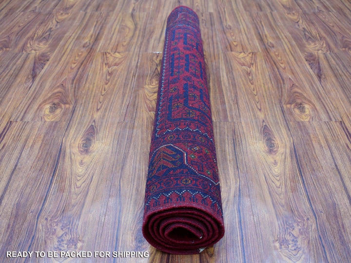 3'4" x 4'9" New Hand Knotted Red Wool Rectangle Oriental Rug - MOA10268098