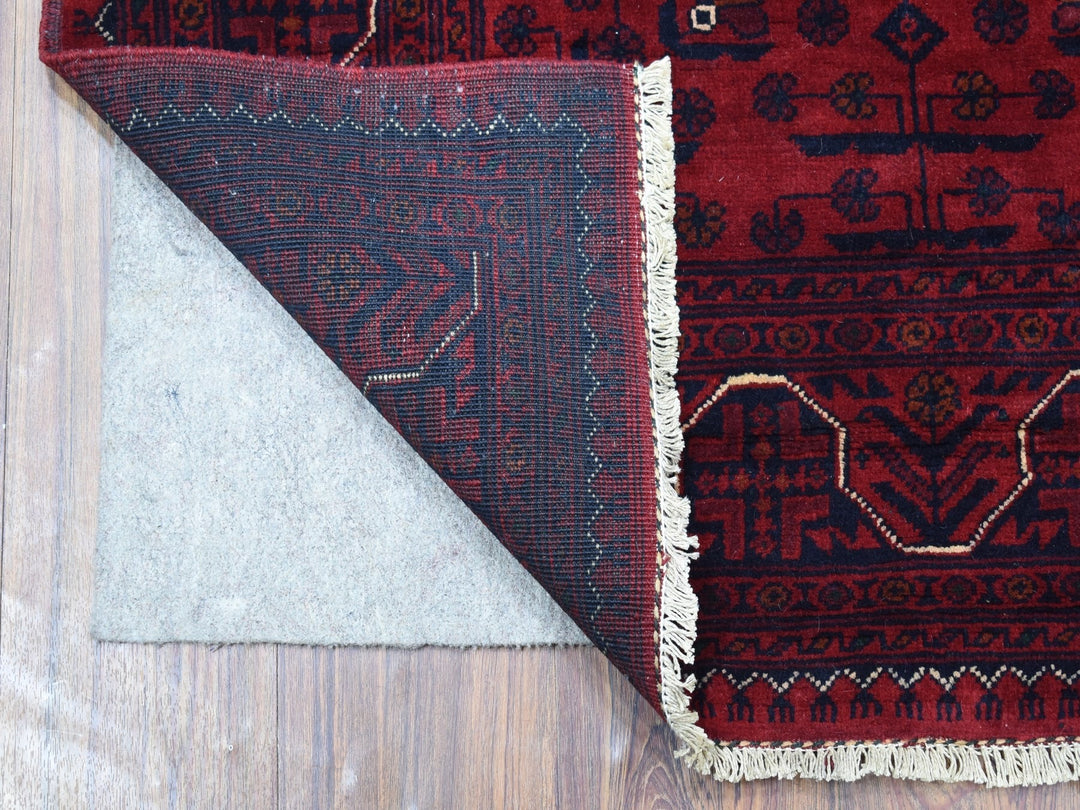 3'3" x 4'10" New Hand Knotted Red Wool Rectangle Oriental Rug - MOA10268099