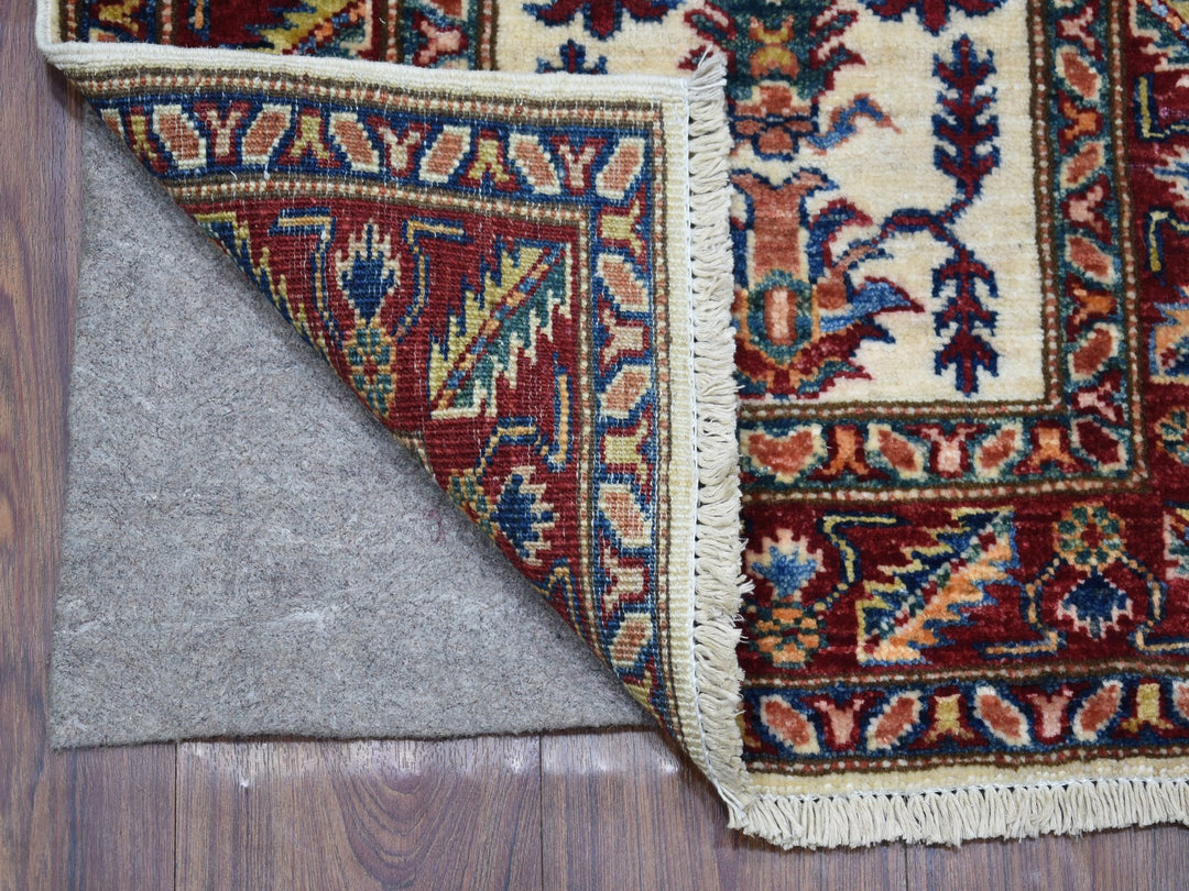 2'0" x 2'10" New Hand Knotted Ivory Wool Rectangle Oriental Rug - MOA10268104