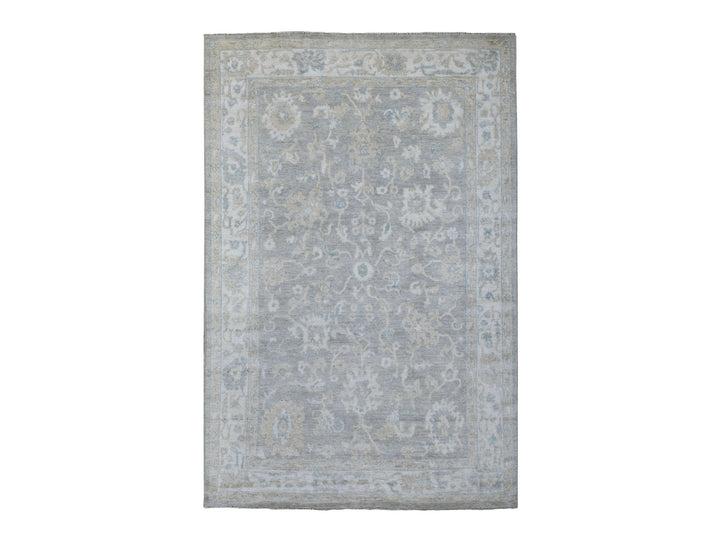6'0" x 9'2" New Hand Knotted Grey Wool Rectangle Oriental Rug - MOA10268142