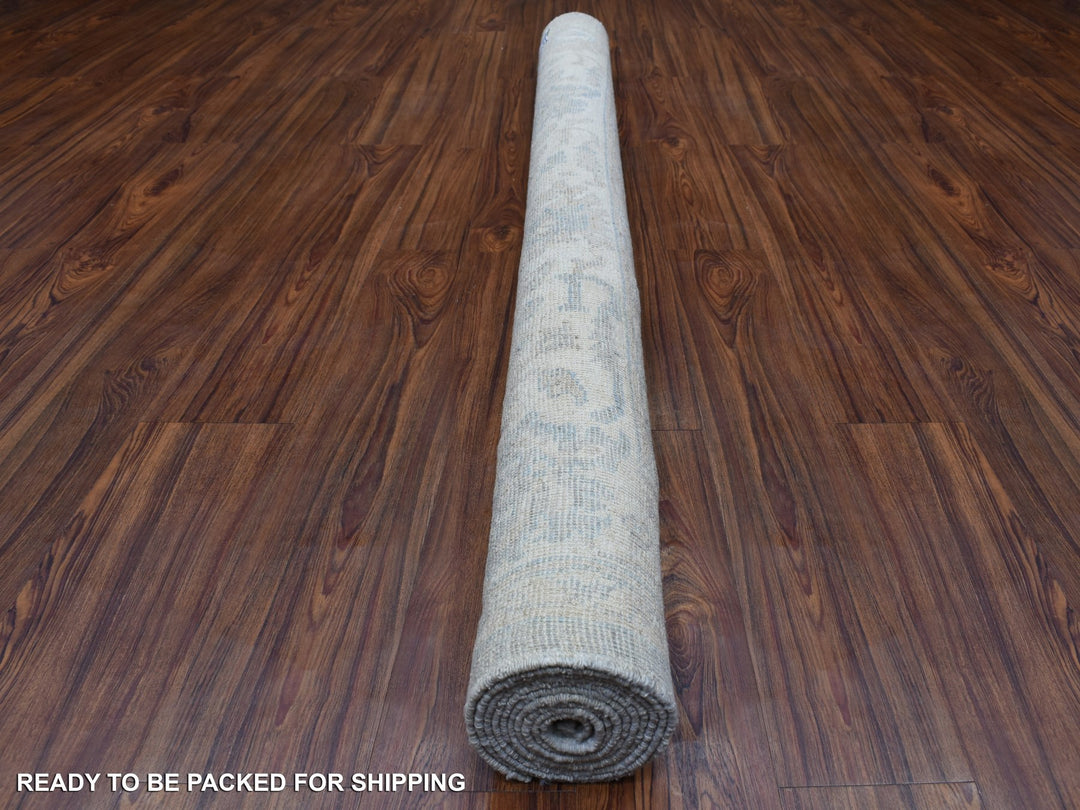 6'0" x 9'2" New Hand Knotted Grey Wool Rectangle Oriental Rug - MOA10268142