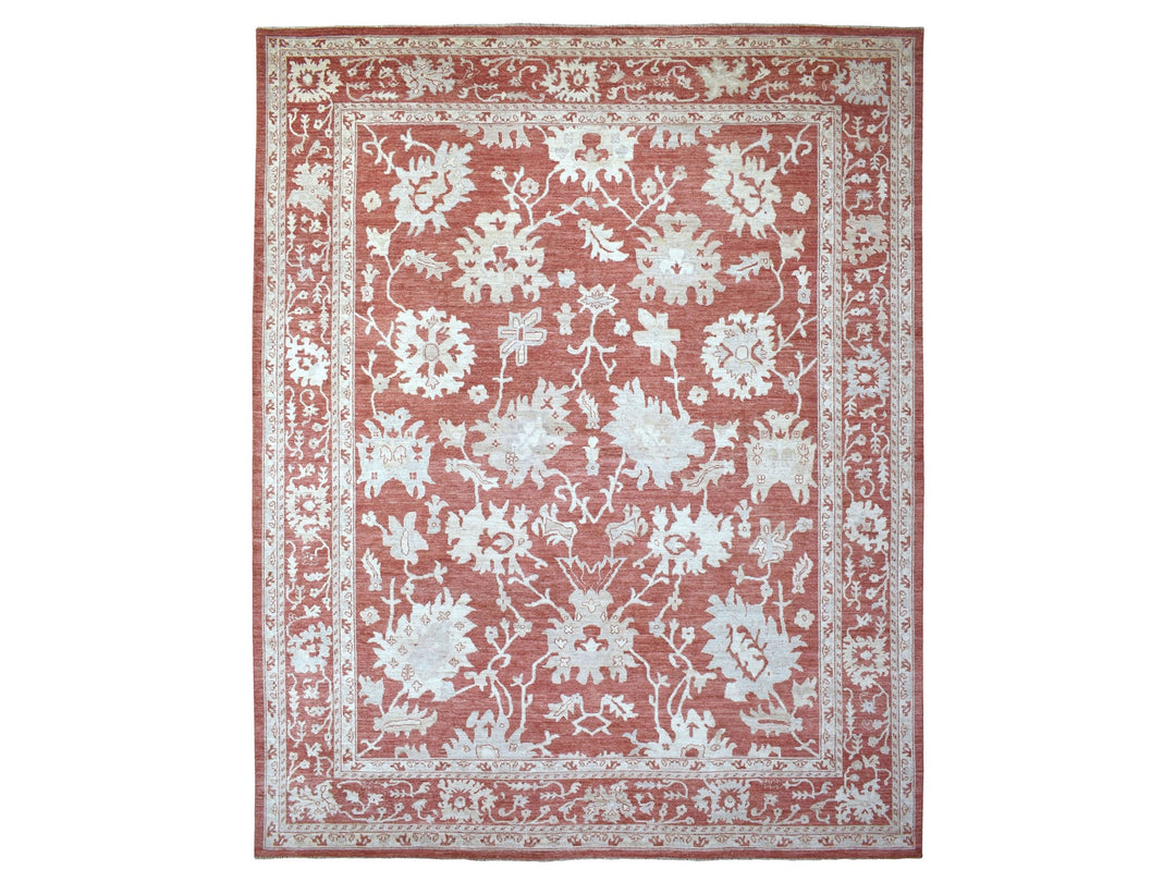 11'9" x 14'9" New Hand Knotted Red Wool Rectangle Oriental Rug - MOA10268145