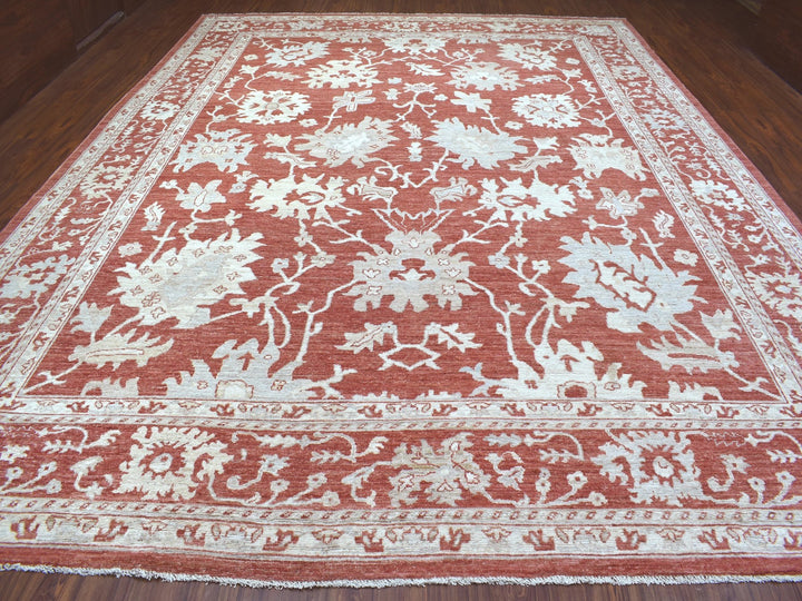11'9" x 14'9" New Hand Knotted Red Wool Rectangle Oriental Rug - MOA10268145