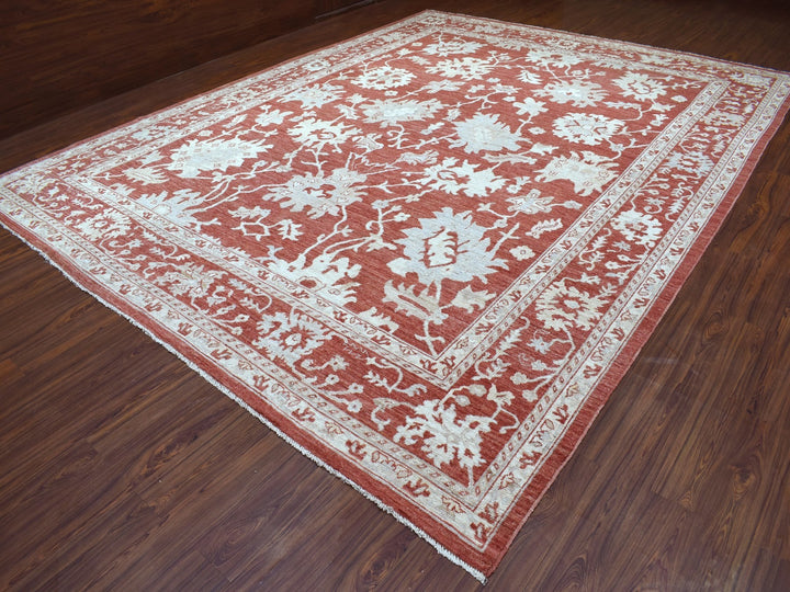 11'9" x 14'9" New Hand Knotted Red Wool Rectangle Oriental Rug - MOA10268145