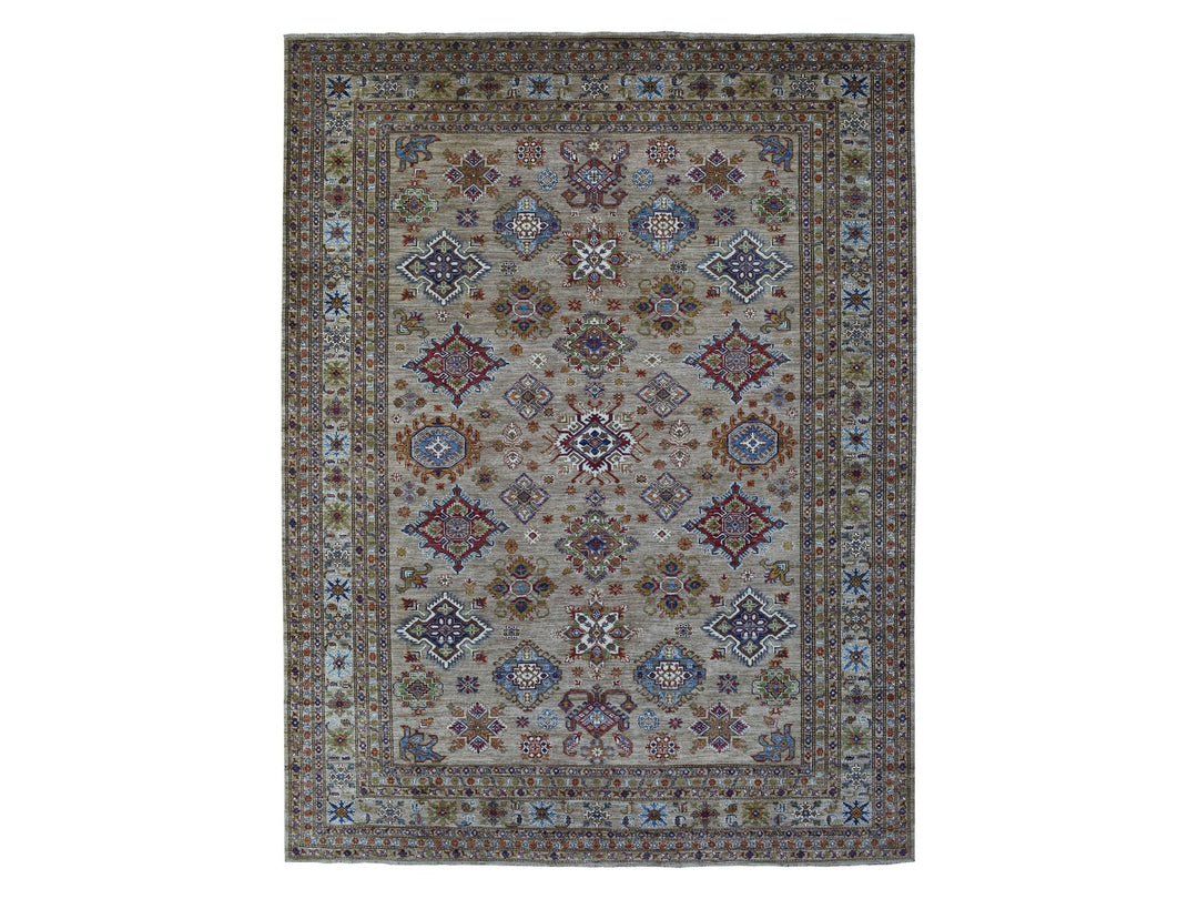 9'0" x 11'9" New Hand Knotted Beige Wool Rectangle Oriental Rug - MOA10268154