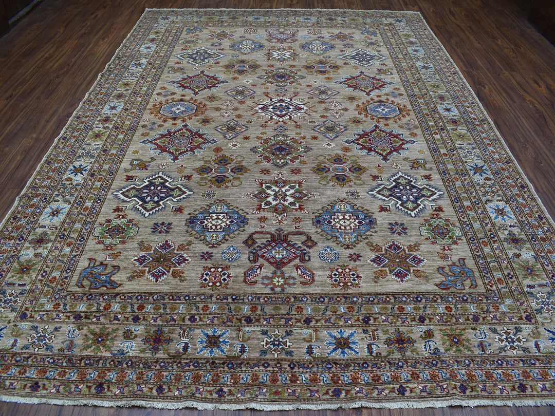 9'0" x 11'9" New Hand Knotted Beige Wool Rectangle Oriental Rug - MOA10268154