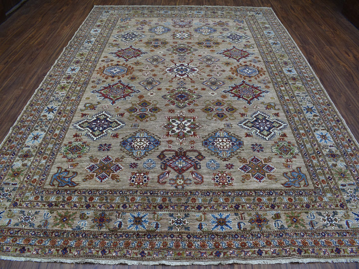9'0" x 11'9" New Hand Knotted Beige Wool Rectangle Oriental Rug - MOA10268154