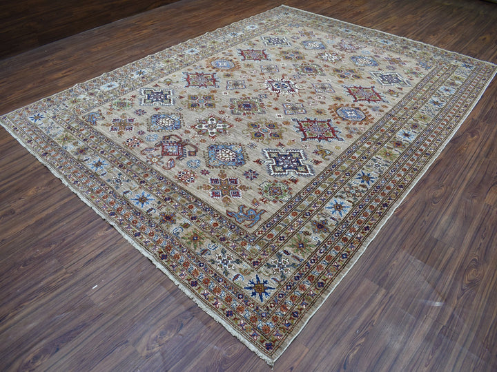 9'0" x 11'9" New Hand Knotted Beige Wool Rectangle Oriental Rug - MOA10268154