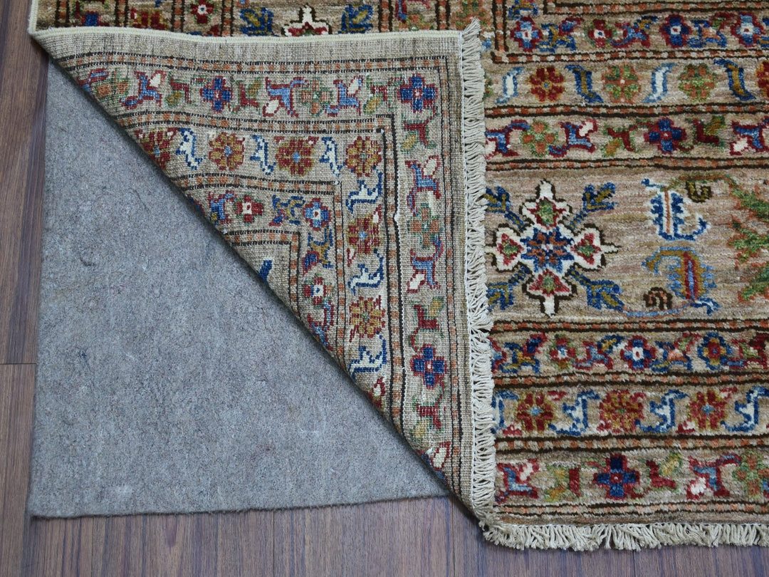 9'0" x 11'9" New Hand Knotted Beige Wool Rectangle Oriental Rug - MOA10268154