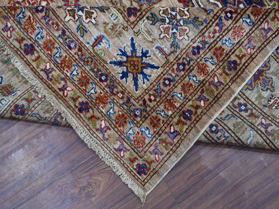 9'0" x 11'9" New Hand Knotted Beige Wool Rectangle Oriental Rug - MOA10268154