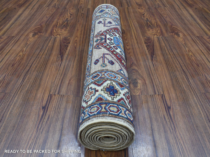2'7" x 9'8" New Hand Knotted Brown Wool Runner Oriental Rug - MOA10268173