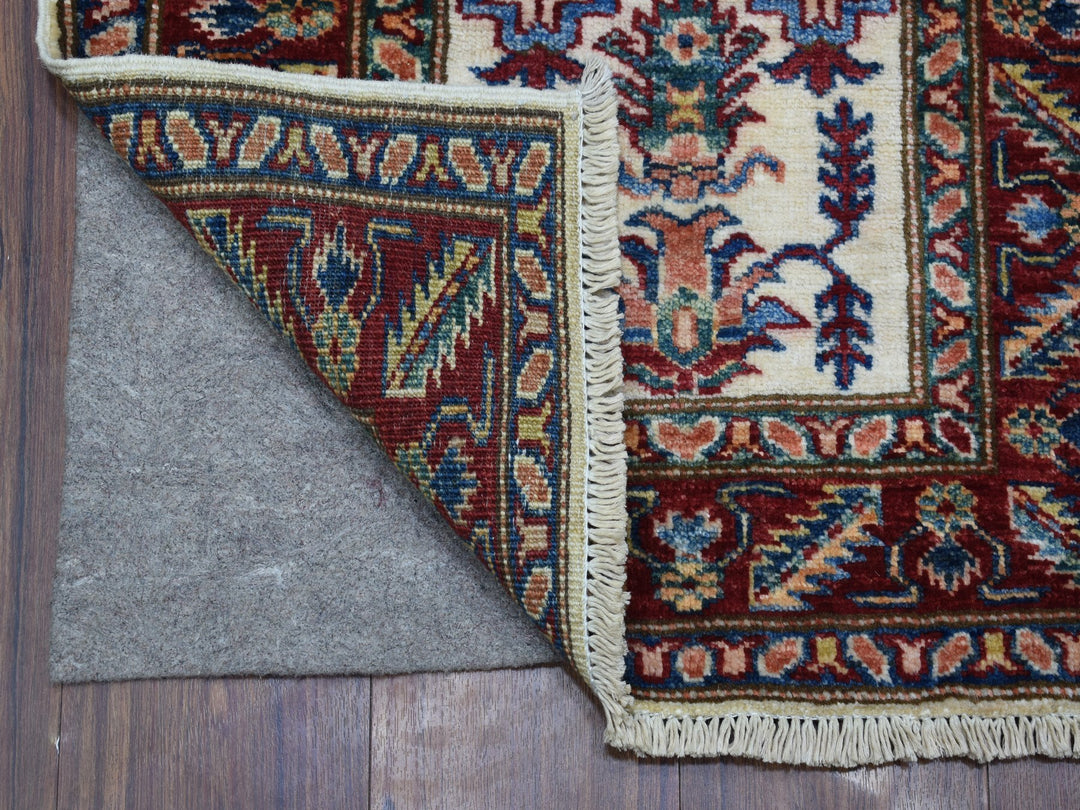 2'0" x 2'10" New Hand Knotted Ivory Wool Rectangle Oriental Rug - MOA10268202