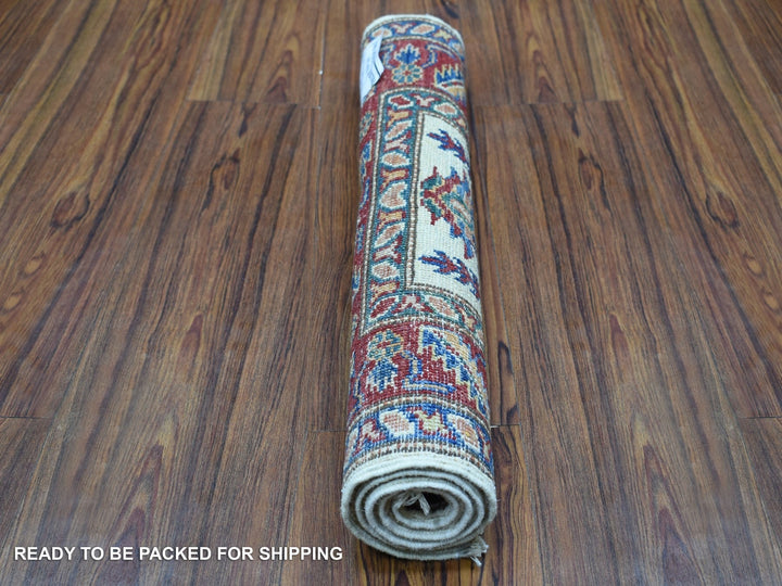 2'0" x 2'10" New Hand Knotted Ivory Wool Rectangle Oriental Rug - MOA10268202