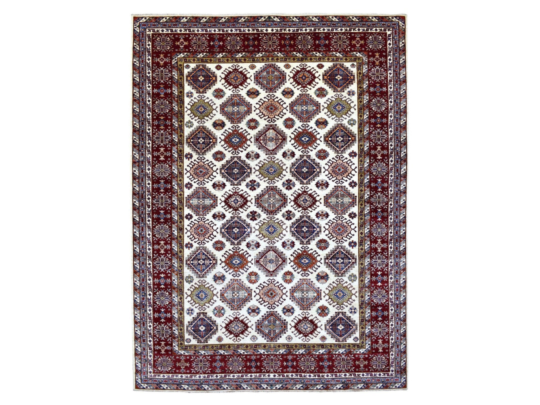 9'1" x 12'4" New Hand Knotted Ivory Wool Rectangle Oriental Rug - MOA10268224