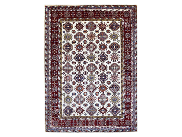 9'1" x 12'4" New Hand Knotted Ivory Wool Rectangle Oriental Rug - MOA10268224