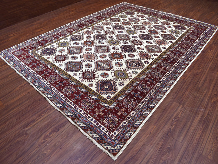 9'1" x 12'4" New Hand Knotted Ivory Wool Rectangle Oriental Rug - MOA10268224