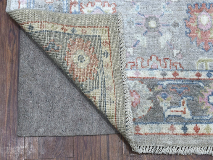 3'2" x 10'0" New Hand Knotted Grey Wool Runner Oriental Rug - MOA10268314