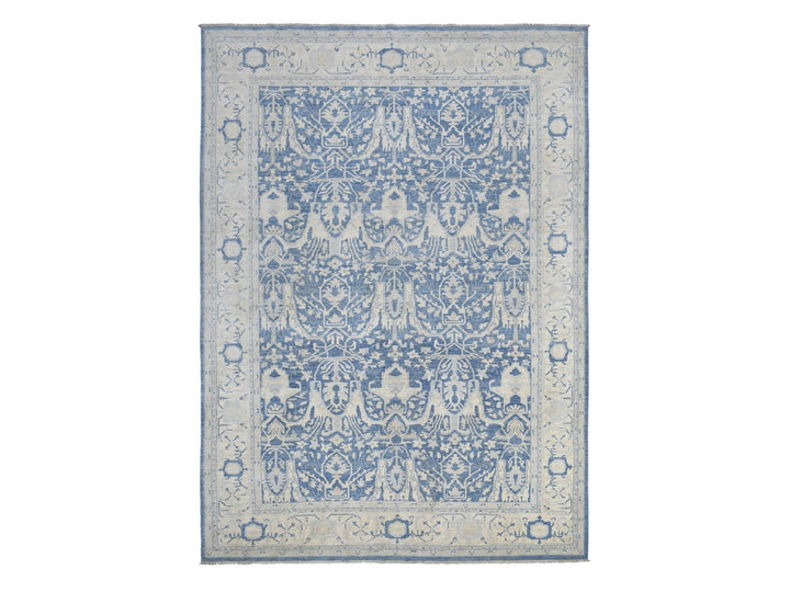 9'8" x 13'5" New Hand Knotted Blue Wool Rectangle Oriental Rug - MOA10268324
