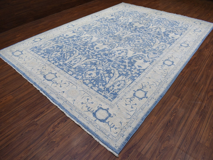 9'8" x 13'5" New Hand Knotted Blue Wool Rectangle Oriental Rug - MOA10268324
