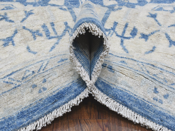 9'8" x 13'5" New Hand Knotted Blue Wool Rectangle Oriental Rug - MOA10268324