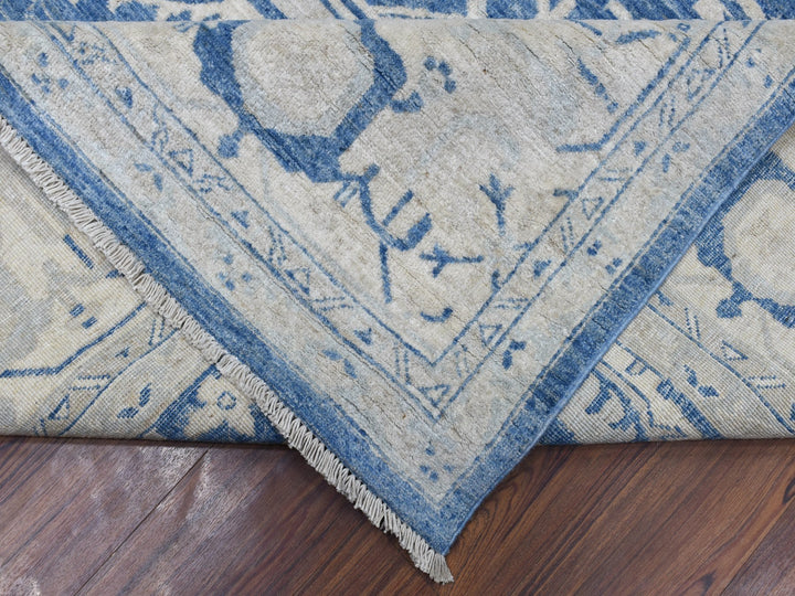 9'8" x 13'5" New Hand Knotted Blue Wool Rectangle Oriental Rug - MOA10268324