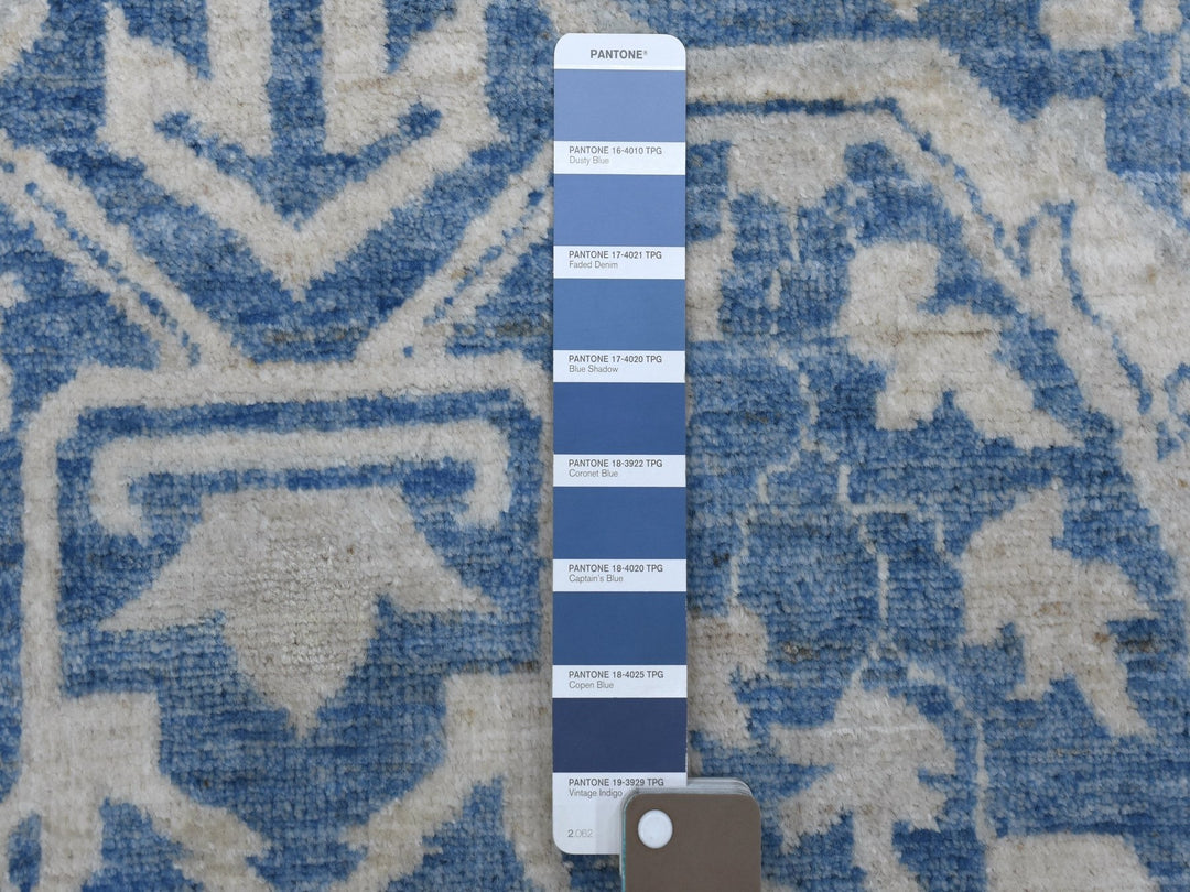 9'8" x 13'5" New Hand Knotted Blue Wool Rectangle Oriental Rug - MOA10268324