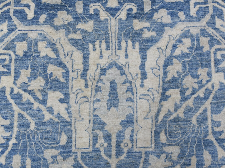 9'8" x 13'5" New Hand Knotted Blue Wool Rectangle Oriental Rug - MOA10268324