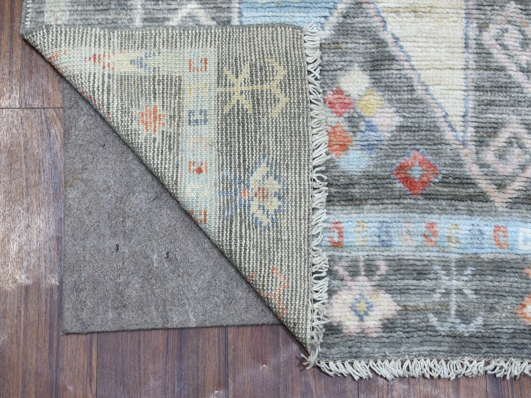 2'8" x 9'7" New Hand Knotted Grey Wool Runner Oriental Rug - MOA10268337