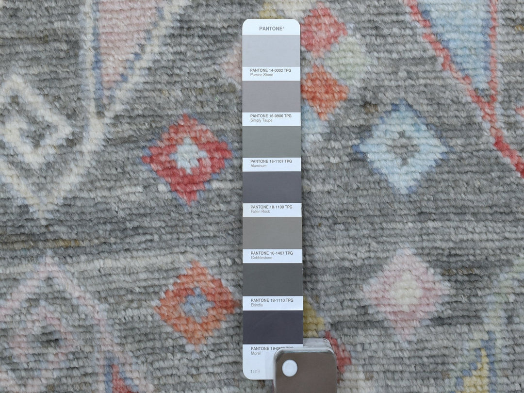 2'8" x 9'7" New Hand Knotted Grey Wool Runner Oriental Rug - MOA10268337