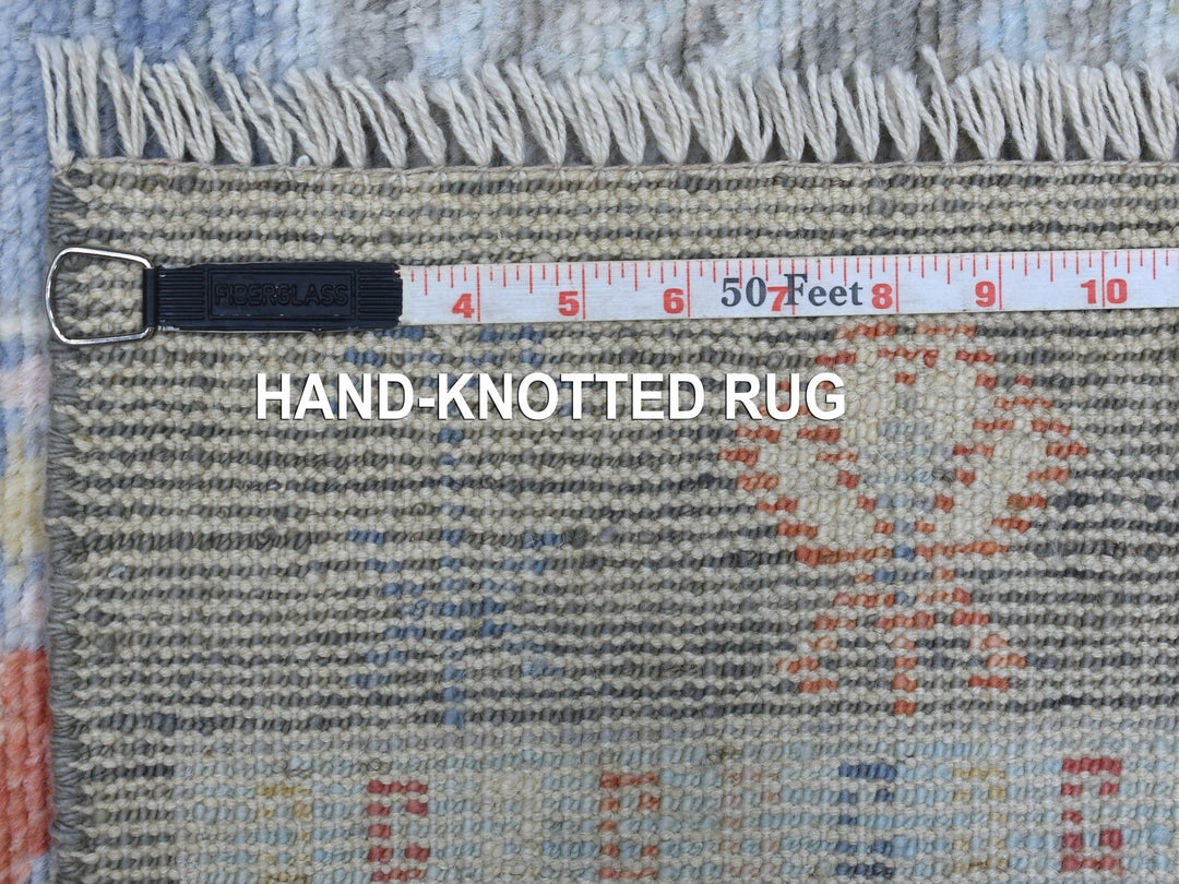 2'8" x 9'7" New Hand Knotted Grey Wool Runner Oriental Rug - MOA10268337