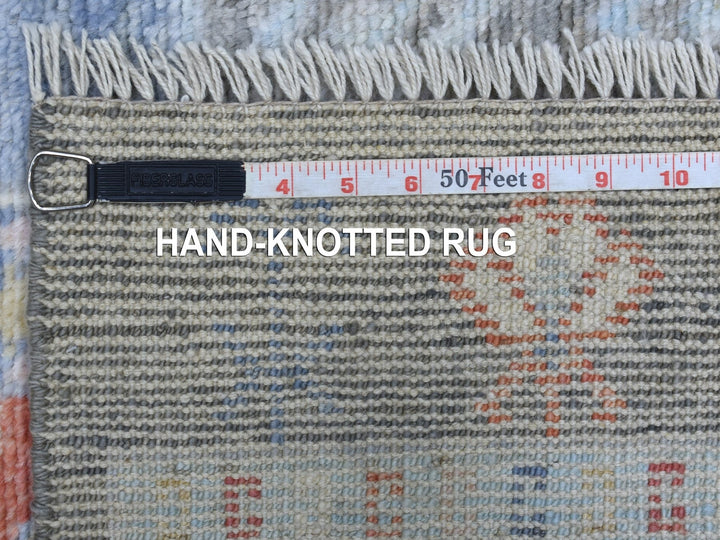 2'8" x 9'7" New Hand Knotted Grey Wool Runner Oriental Rug - MOA10268337