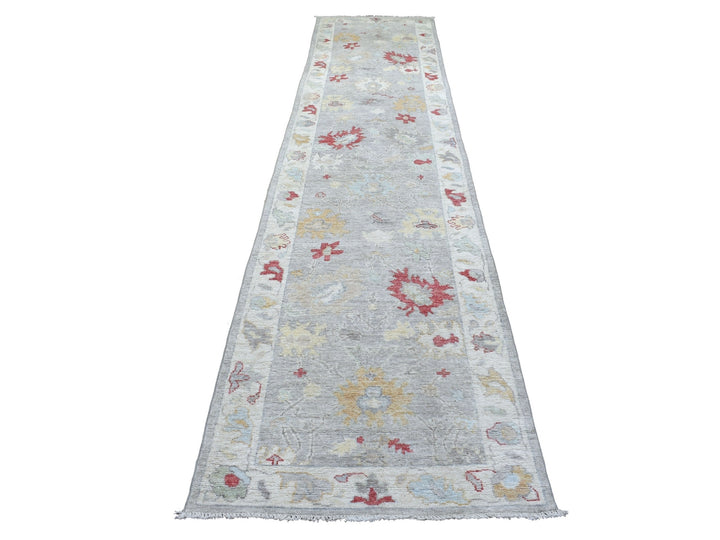 3'0" x 13'5" New Hand Knotted Grey Wool Runner Oriental Rug - MOA10268396