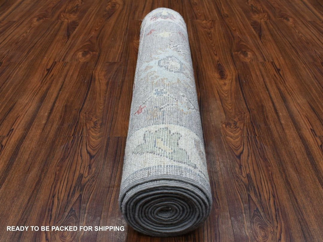 3'0" x 13'5" New Hand Knotted Grey Wool Runner Oriental Rug - MOA10268396