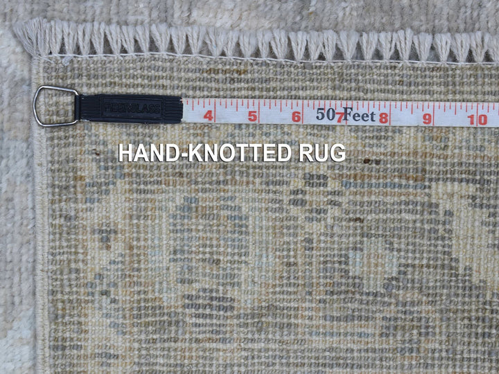 2'9" x 16'0" New Hand Knotted Grey Wool Runner Oriental Rug - MOA10268407