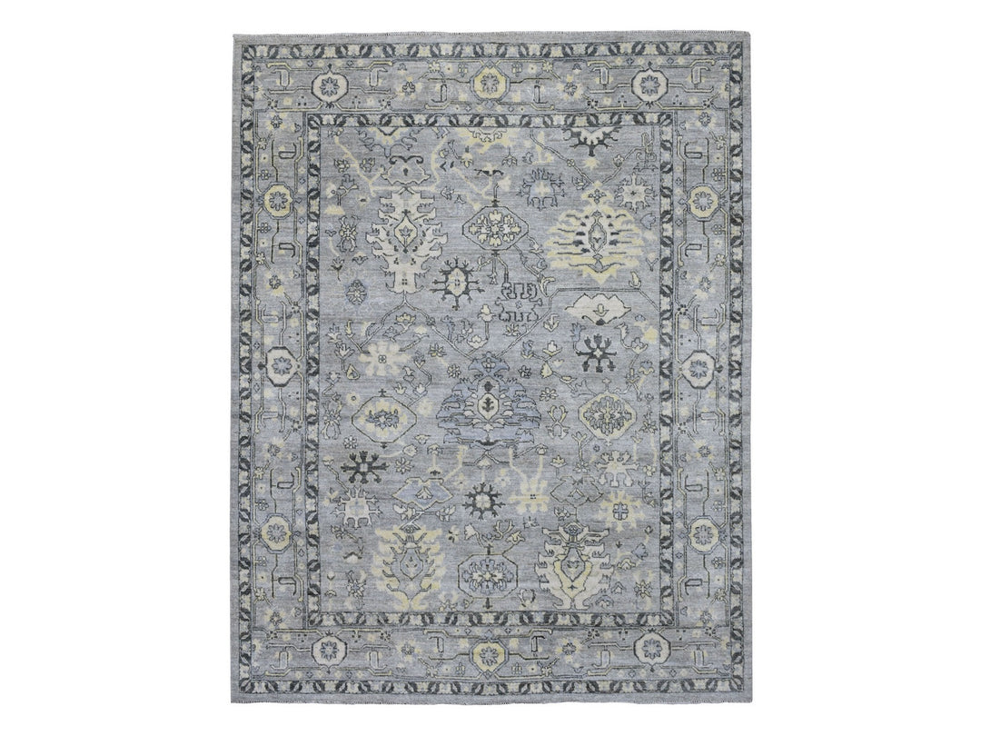 8'0" x 9'9" New Hand Knotted Grey Wool Rectangle Oriental Rug - MOA10268475