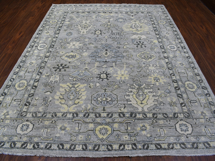 8'0" x 9'9" New Hand Knotted Grey Wool Rectangle Oriental Rug - MOA10268475