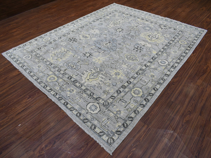 8'0" x 9'9" New Hand Knotted Grey Wool Rectangle Oriental Rug - MOA10268475