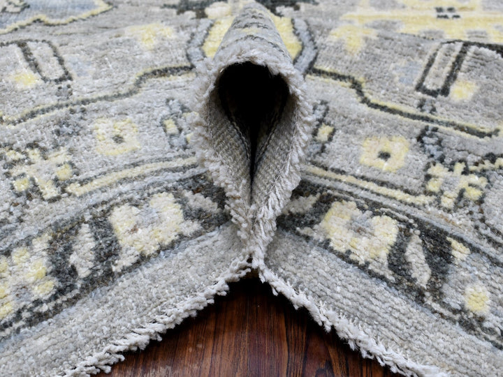 8'0" x 9'9" New Hand Knotted Grey Wool Rectangle Oriental Rug - MOA10268475