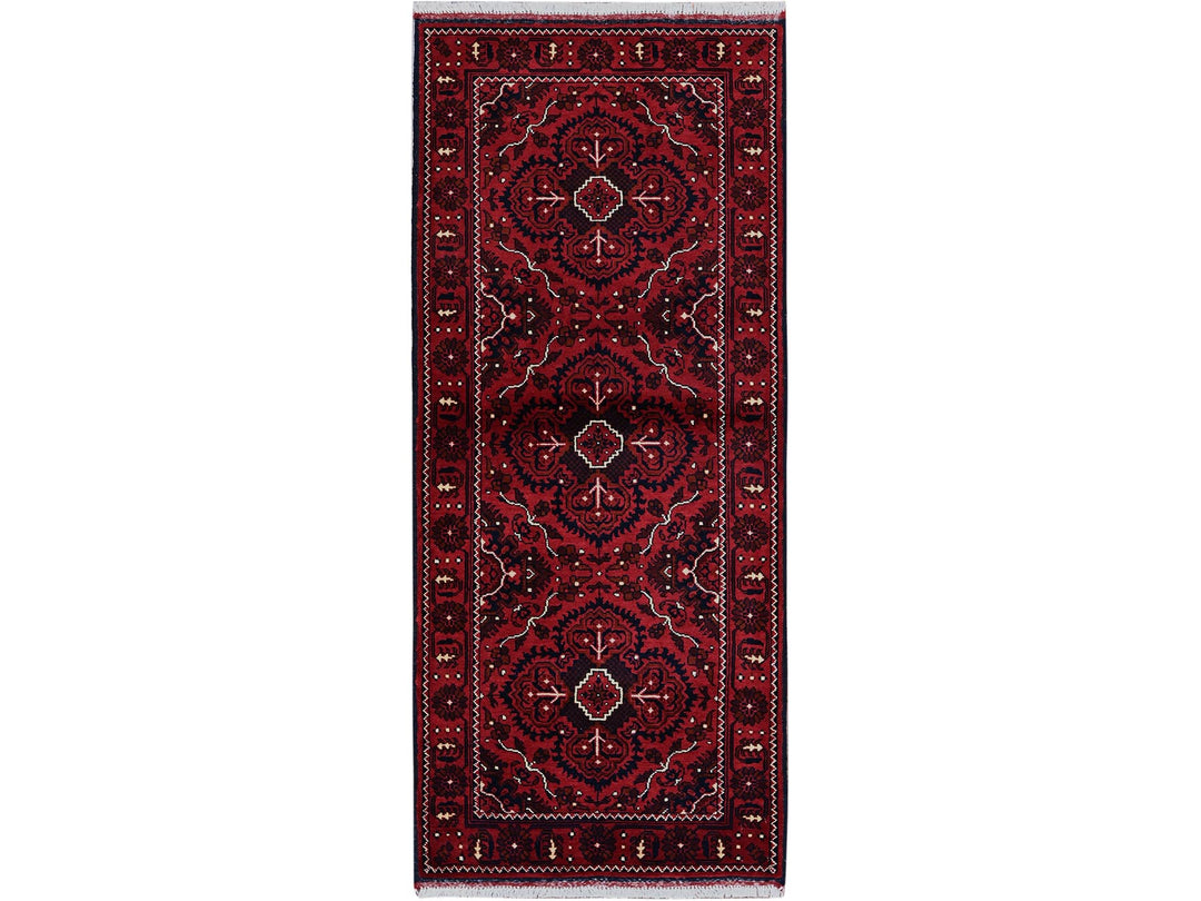 2'4" x 5'2" New Hand Knotted Red Wool Runner Oriental Rug - MOA102684