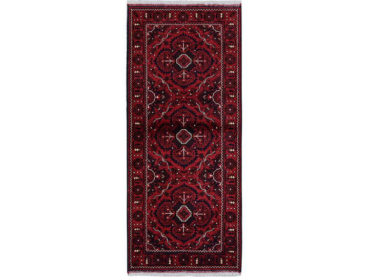2'4" x 5'2" New Hand Knotted Red Wool Runner Oriental Rug - MOA102684