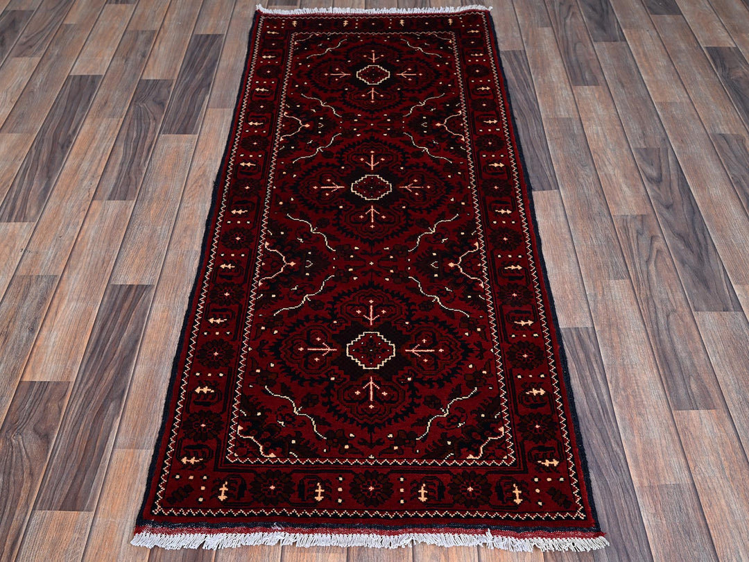 2'4" x 5'2" New Hand Knotted Red Wool Runner Oriental Rug - MOA102684