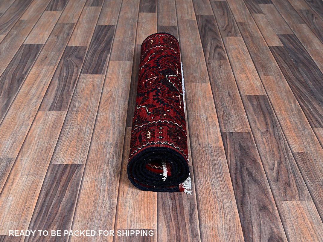 2'4" x 5'2" New Hand Knotted Red Wool Runner Oriental Rug - MOA102684