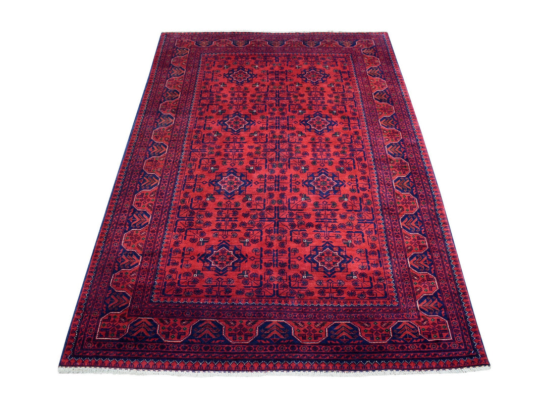 4'2" x 6'6" New Hand Knotted Red Wool Rectangle Oriental Rug - MOA10268556