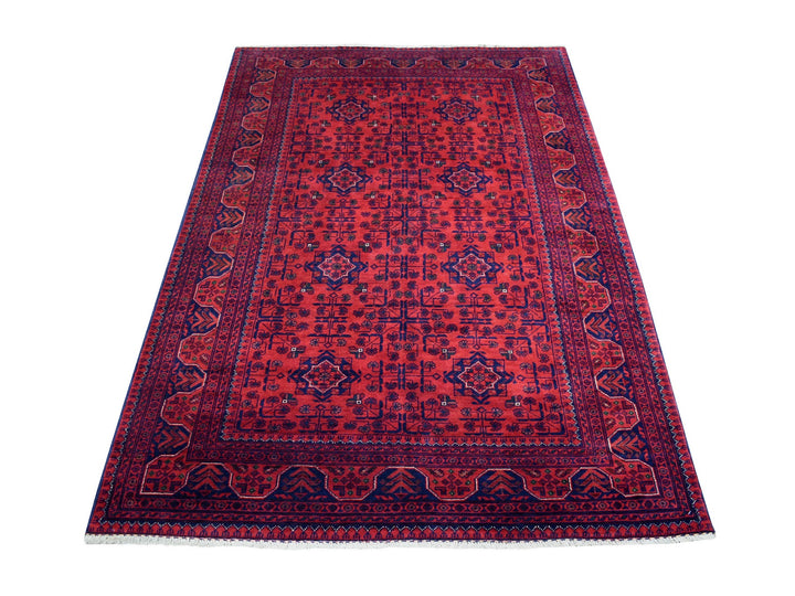4'2" x 6'6" New Hand Knotted Red Wool Rectangle Oriental Rug - MOA10268556
