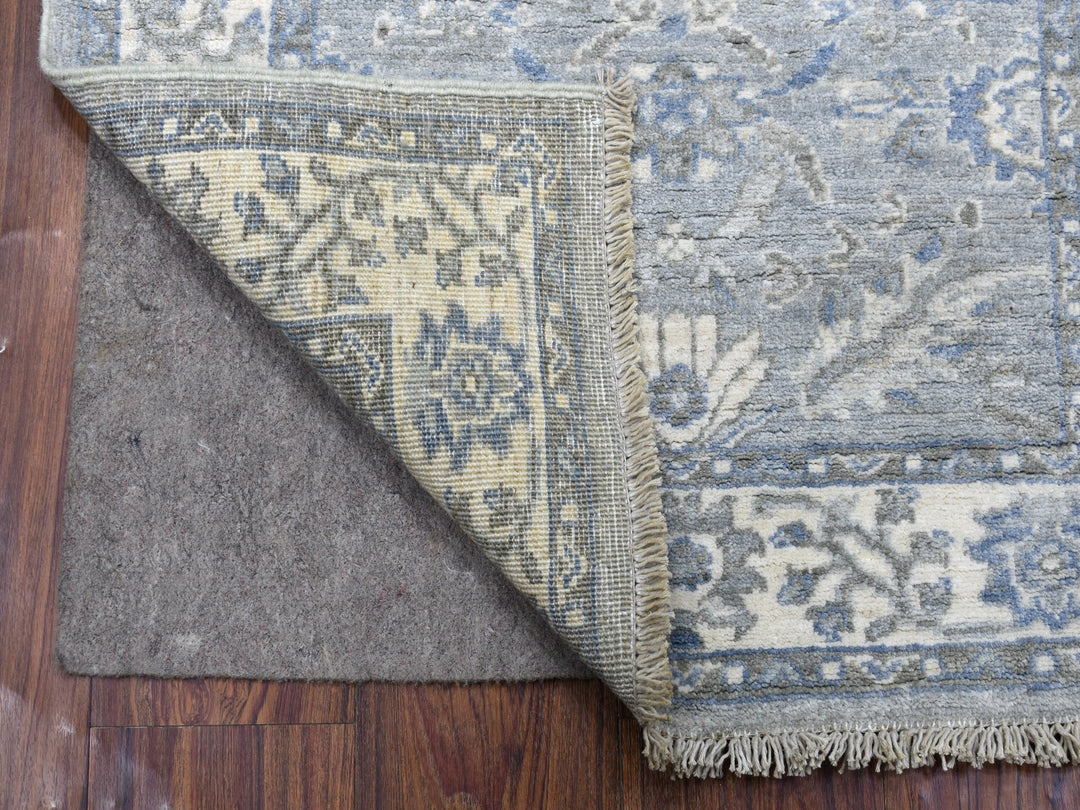 2'6" x 9'9" New Hand Knotted Grey Wool Runner Oriental Rug - MOA10268596