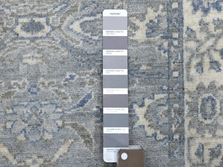 2'6" x 9'9" New Hand Knotted Grey Wool Runner Oriental Rug - MOA10268596