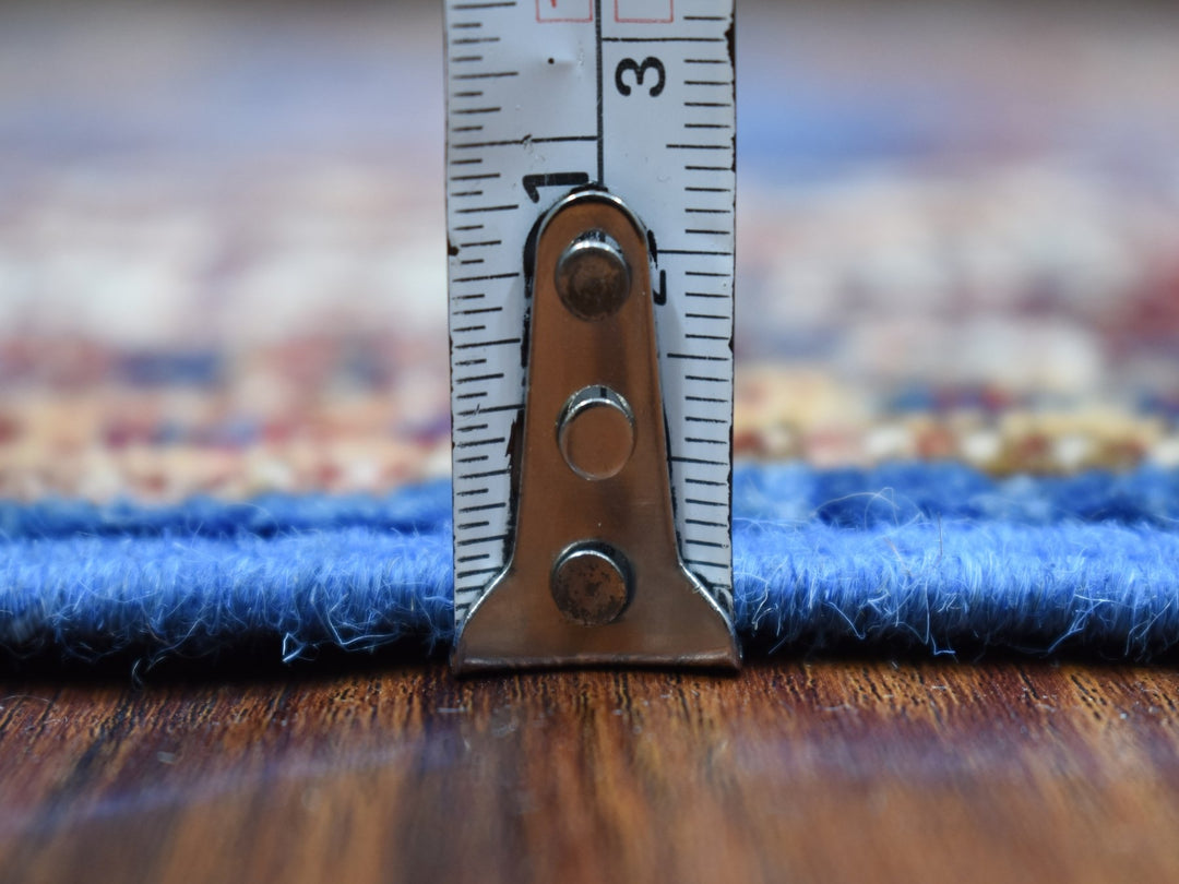 2'10" x 37'2" New Hand Knotted Blue Wool Runner Oriental Rug - MOA10268600