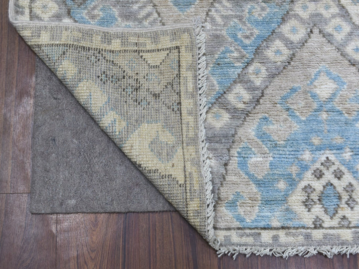 4'0" x 11'7" New Hand Knotted Grey Wool Runner Oriental Rug - MOA10268604