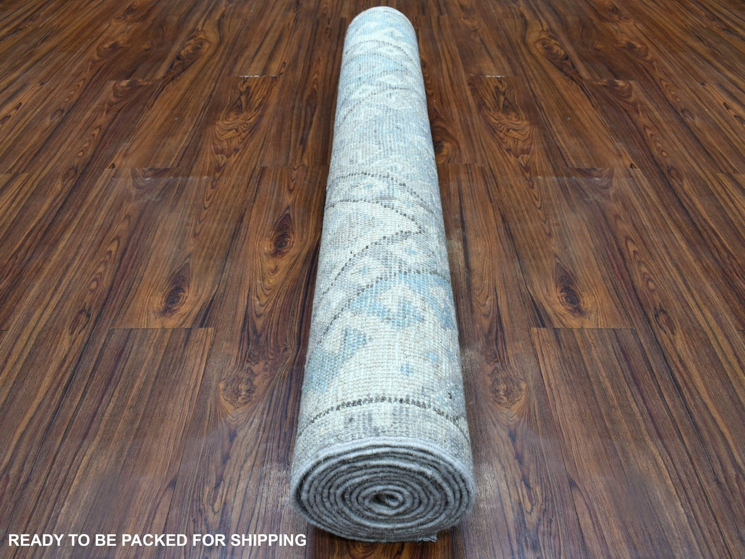 4'0" x 11'7" New Hand Knotted Grey Wool Runner Oriental Rug - MOA10268604