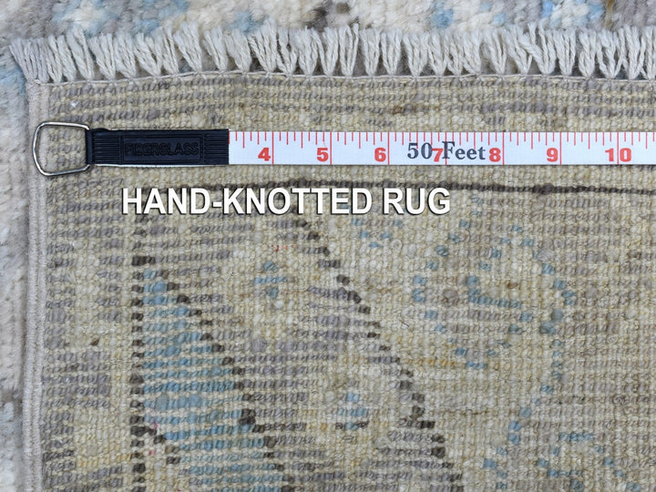 4'0" x 11'7" New Hand Knotted Grey Wool Runner Oriental Rug - MOA10268604